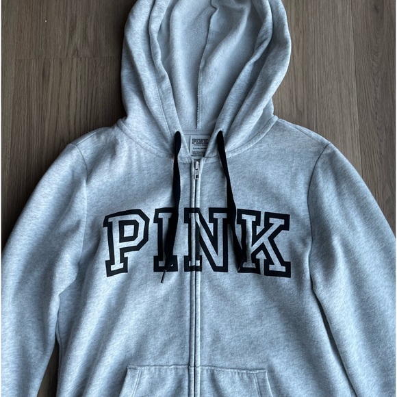 Pink Victoria Secret Grey Zip Up Jacket Size Small - Picture 3 of 16